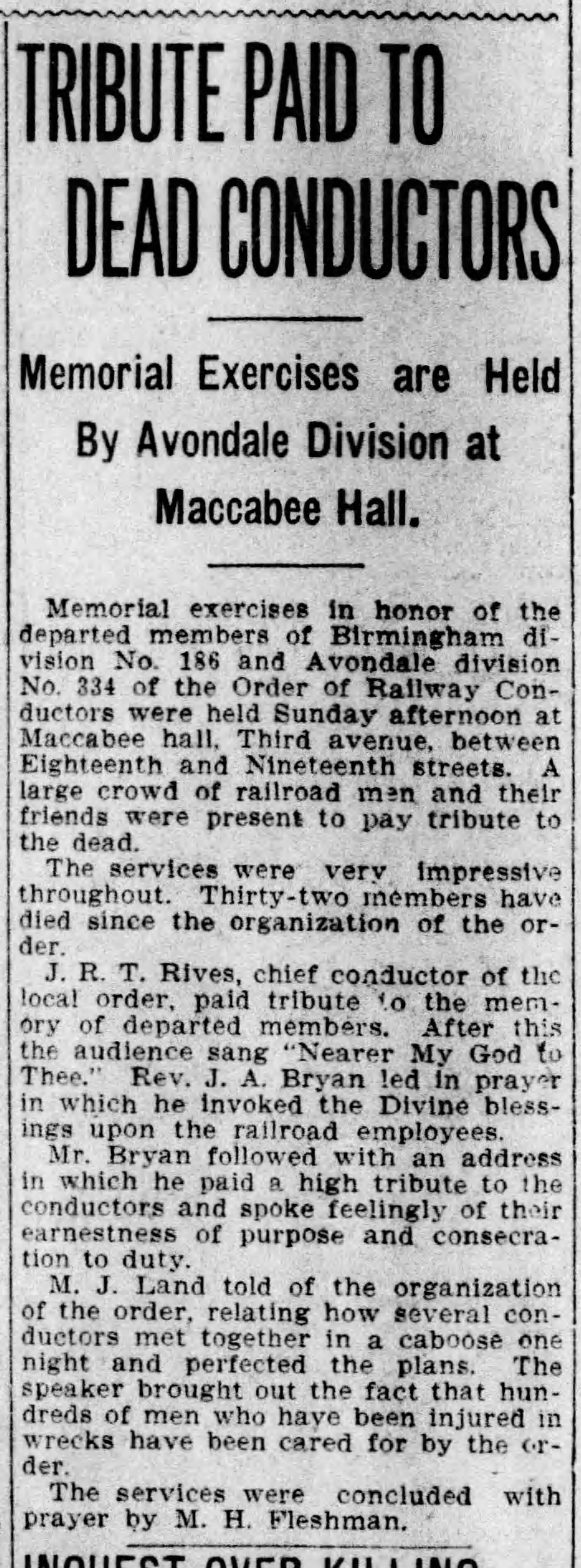 Tribute Paid To Dead Conductors